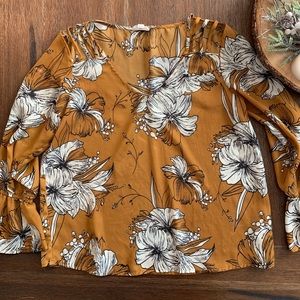 Ganji fall terra cotta floral long sleeve blouse
